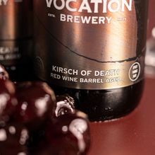 Load image into Gallery viewer, BA KIRSCH OF DEATH Red Wine Barrel Aged Cherry Chocolate & Chilli Sour (Vocation Brewing Collab)