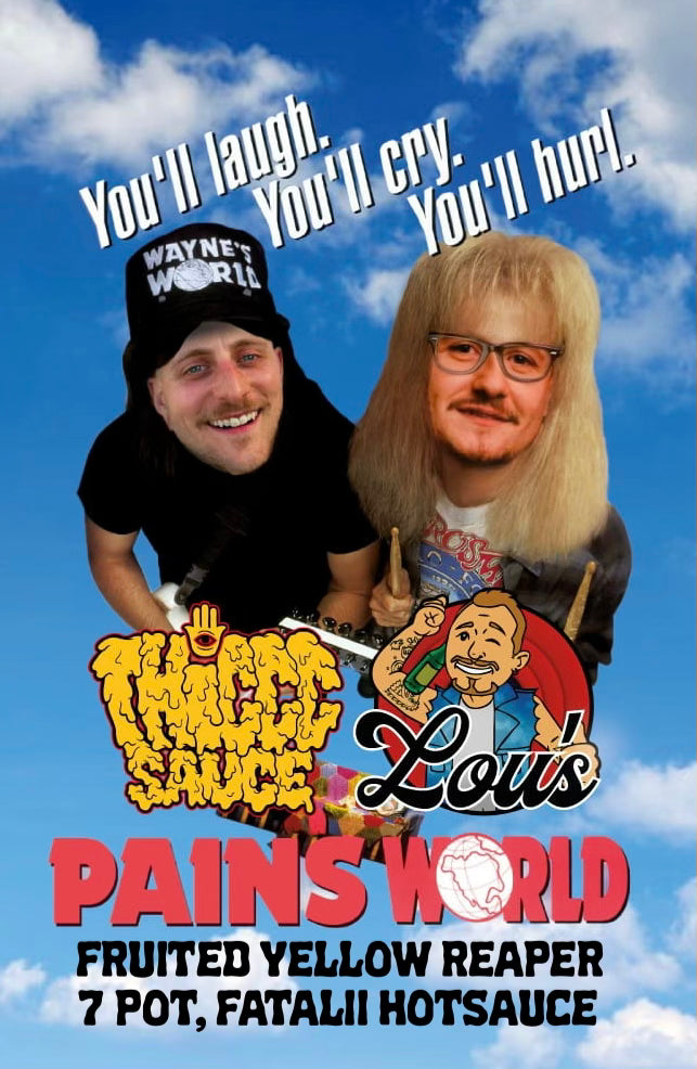 PAINS WORLD Fruited Yellow Reaper, 7 Pot, Fatalii Hot Sauce (Lou's Brews Collab)